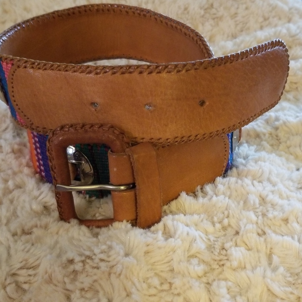 Brown leather rainbow belt - Picture 6 of 7